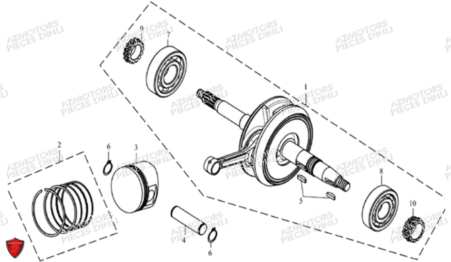 Embiellage Piston DINLI Pièces Quad DL603-150cc