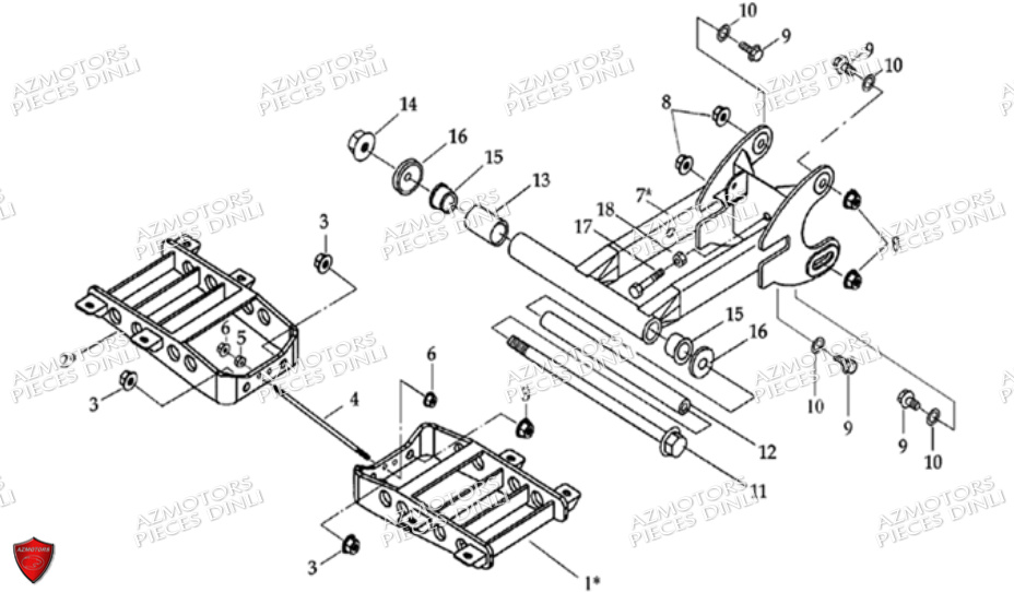 Ensemble Bras Oscillant DINLI Pièces Quad DL603-150cc