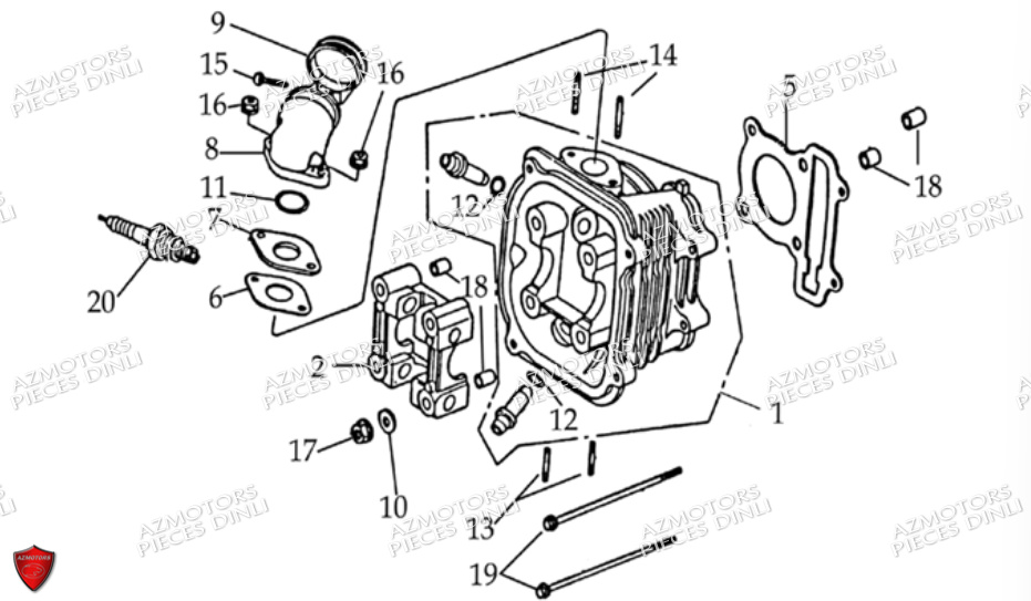 Ensemble Culasse DINLI Pièces Quad DL603-150cc