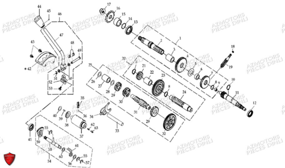 ENSEMBLE-TRANSMISSION DINLI Pièces Quad DL603