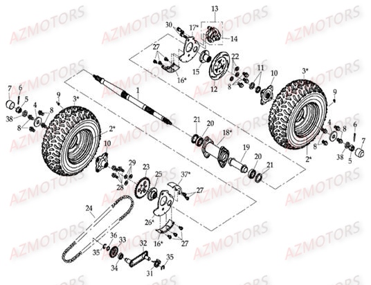 ENSEMBLE ROUES ARRIERE AZMOTORS DL603