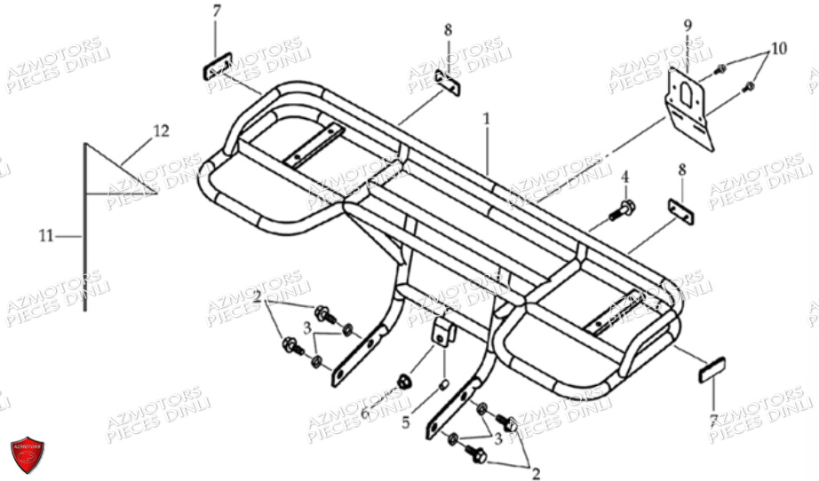 Porte Bagages Arriere Support Attelage DINLI Pièces Quad DL603-150cc