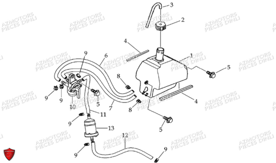 Reservoir Carburant DINLI Pièces Quad DL603-150cc