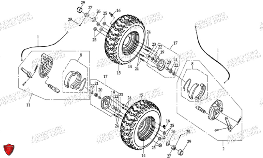 Roues Avant 7 DINLI Pièces Quad DL603-150cc