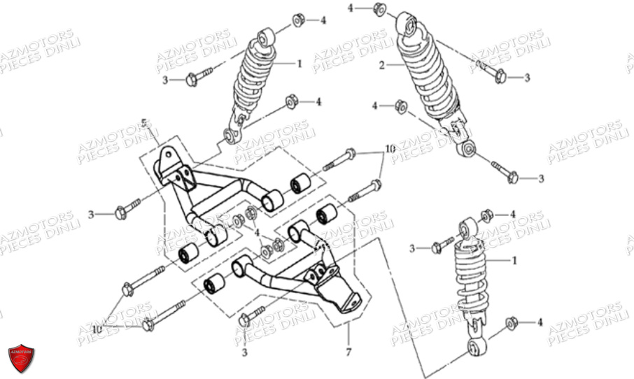 Suspensions DINLI Pièces Quad DL603-150cc