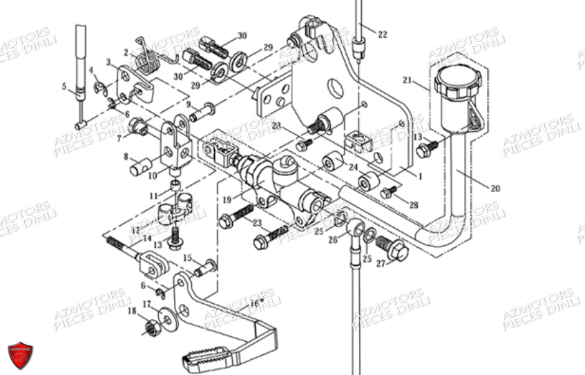 Systeme Pedale De Frein DINLI Pièces Quad DL603-150cc