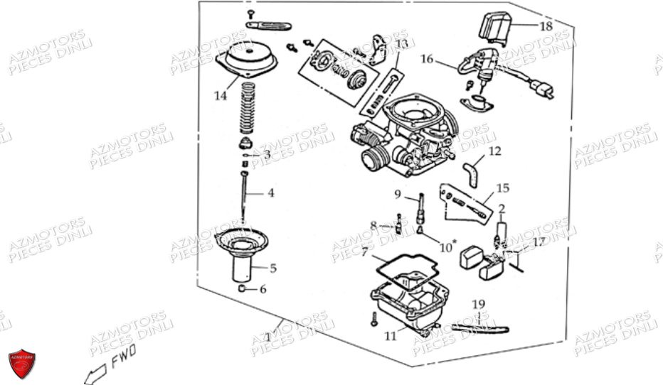 Carburateur DINLI Pièces Quad DL604-150HR