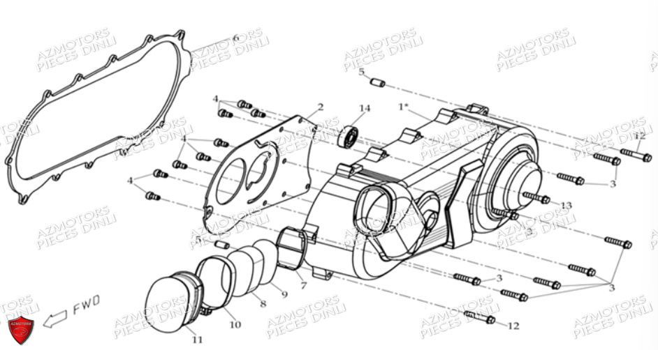 Carter D Embrayage Cote Gauche DINLI Pièces Quad DL604-150HR