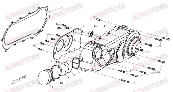 CARTER D EMBRAYAGE GAUCHE AZMOTORS DL604