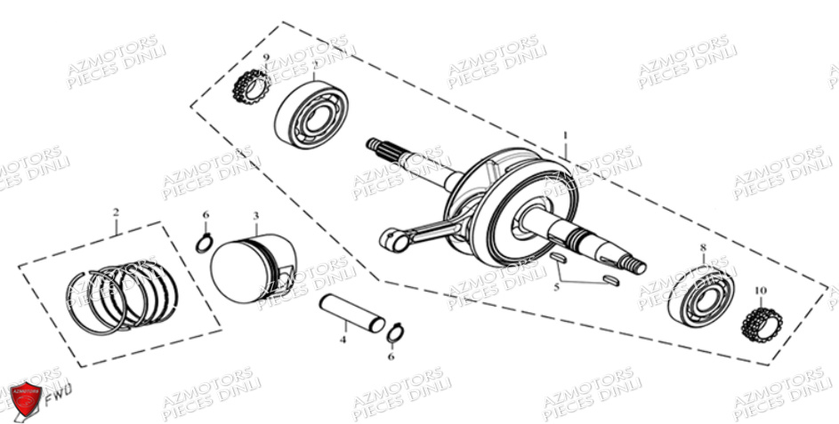 Embiellage Piston DINLI Pièces Quad DL604-150HR