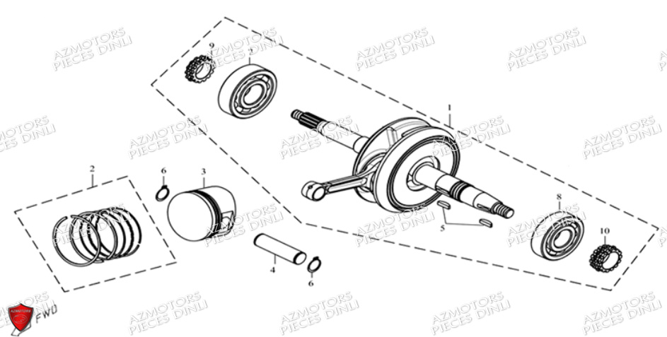 Embiellage Piston DINLI Pièces Quad DL604-150HR