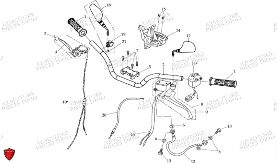 GUIDON-POIGNEES-DE-FREIN DINLI Pièces Quad DL604 150cc