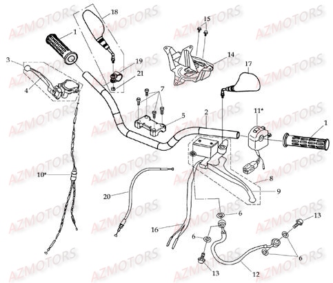 GUIDON POIGNEES DE FREIN AZMOTORS DL604