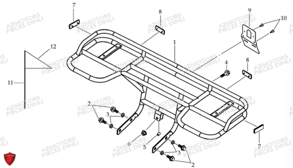 Porte Bagages Arriere DINLI Pièces Quad DL604-150HR