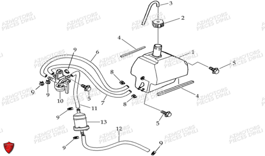 Reservoir Carburant DINLI Pièces Quad DL604-150HR