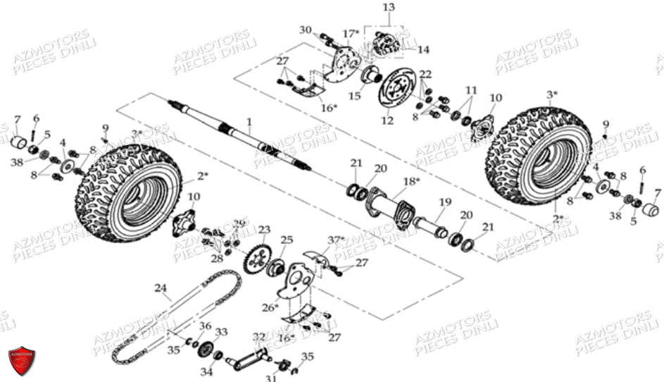 Roues Arriere DINLI Pièces Quad DL604-150HR