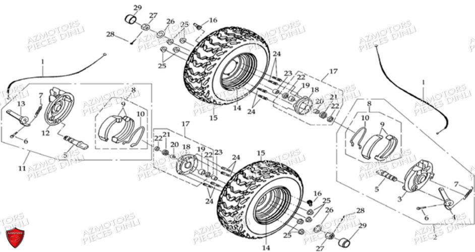 Roues Avant 7 DINLI Pièces Quad DL604-150HR