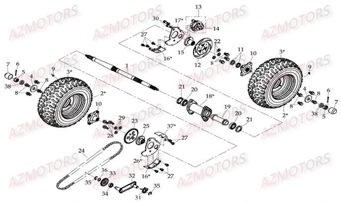 ROUES ARRIERE AZMOTORS DL604