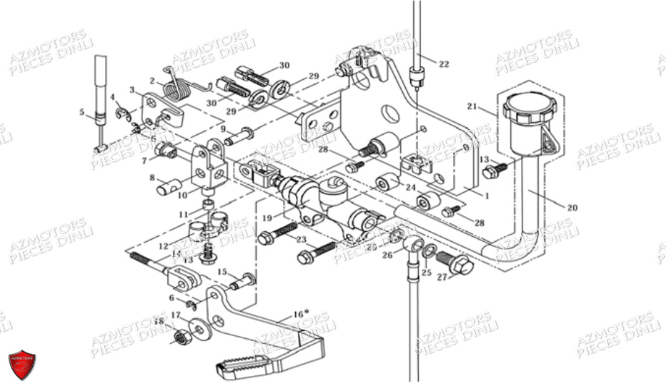 SYSTEME-PEDALE-DE-FREIN DINLI Pièces Quad DL604 150cc