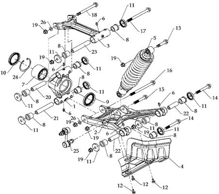 SUSPENSION ARRIERE DROITE pour DL700X-AV2010