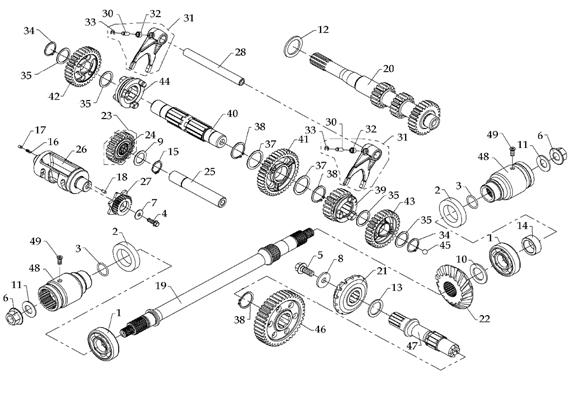 Transmission DINLI Pièces Quad DL700X Avant 2010