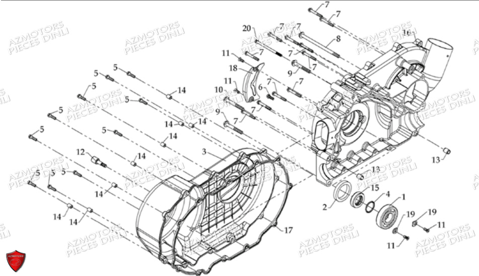 CACHE-CARTER-MOTEUR-DROIT DINLI Pièces Quad DL700X- 2010