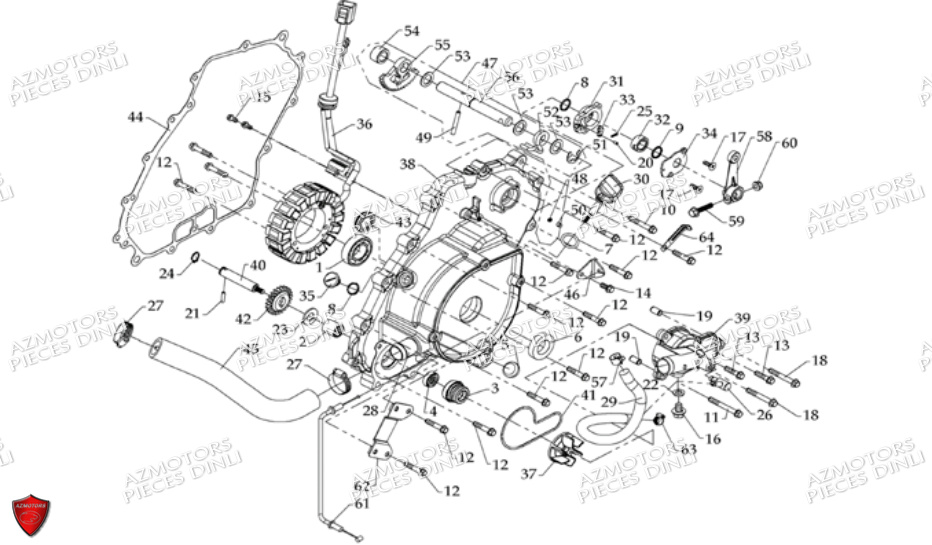 CARTER-MOTEUR DINLI Pièces Quad DL700X- 2010