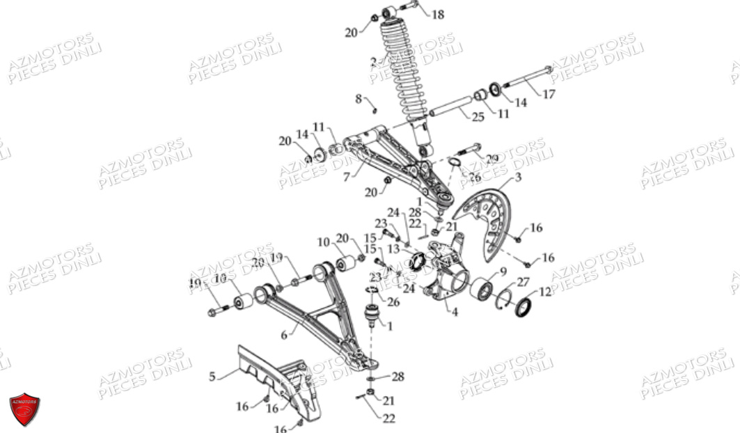 Suspension Avant Gauche DINLI Pièces Quad DL700X A PARTIE DE 2010