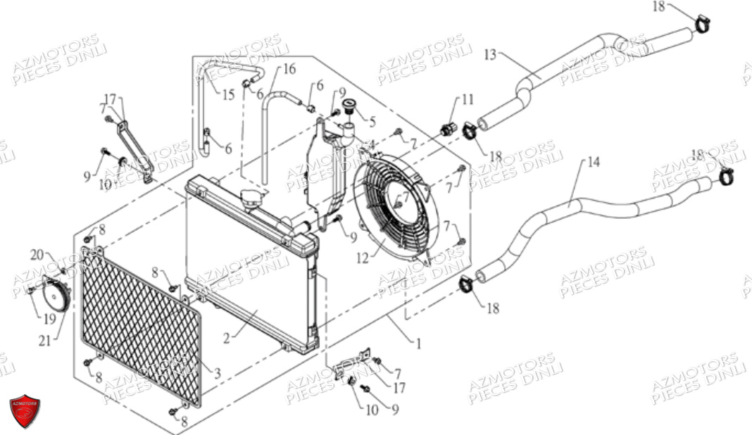 Systeme De Refroidissement DINLI Pièces Quad DL700X A PARTIE DE 2010
