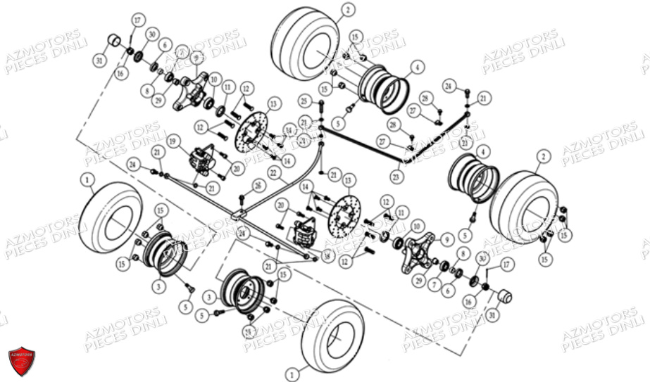 CIRCUIT DE FREINAGE ENSEMBLE ROUES DINLI DL801 AV2006