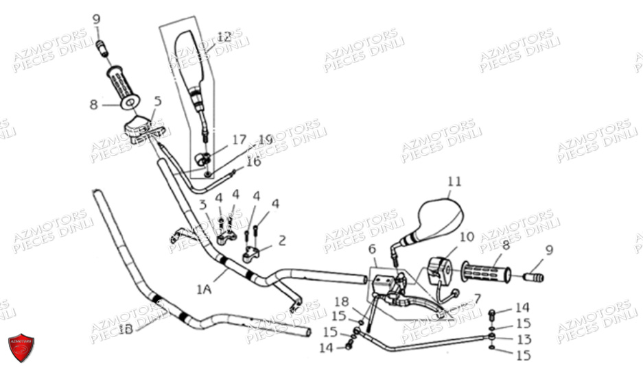 Guidon DINLI Pièces Quad DL801 Avant 2006