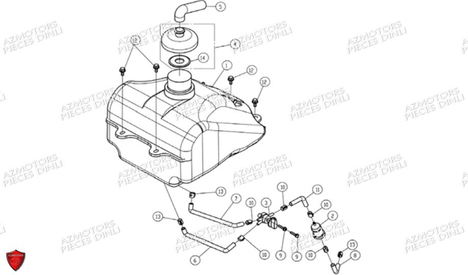 Reservoir De Carburant DINLI Pièces Quad DL801 Avant 2006