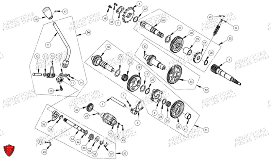 TRANSMISSION DINLI Pièces Quad DL801 Avant 2006