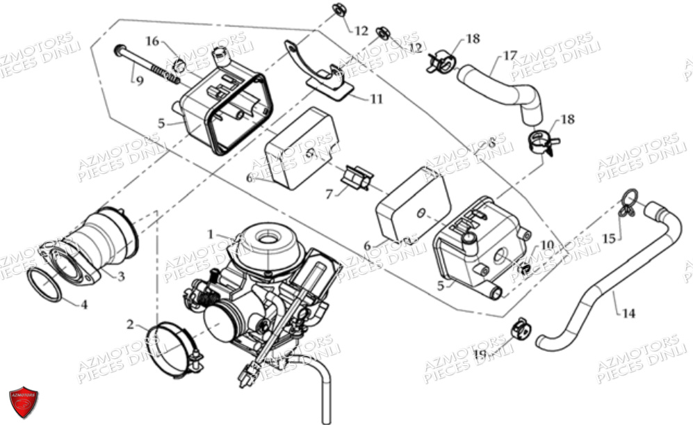 Carburateur Reniflard D Huile DINLI Pièces Quad DL801/DMX350 Avant 2008