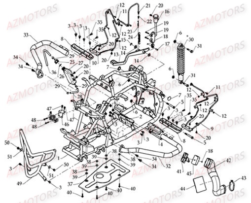 CHASSIS AVEC SILENT BLOCS AZMOTORS DL801 DMX350