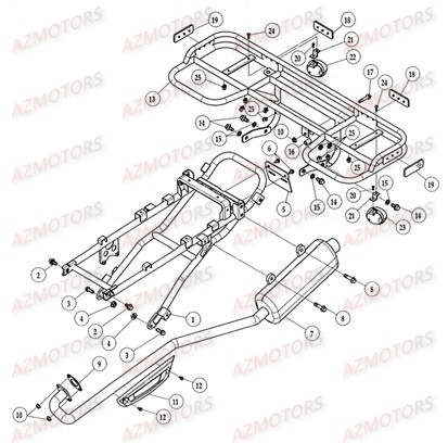 ECHAPPEMENT EN 1 PARTIE AZMOTORS DL801 DMX350