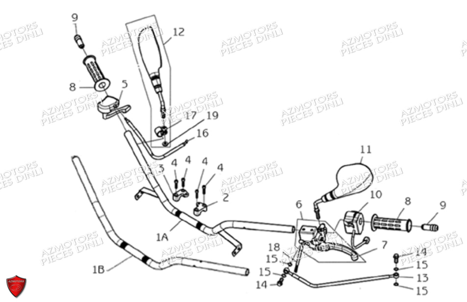 Ensemble Guidon Modele 2005 2006 DINLI Pièces Quad DL801/DMX350 Avant 2008