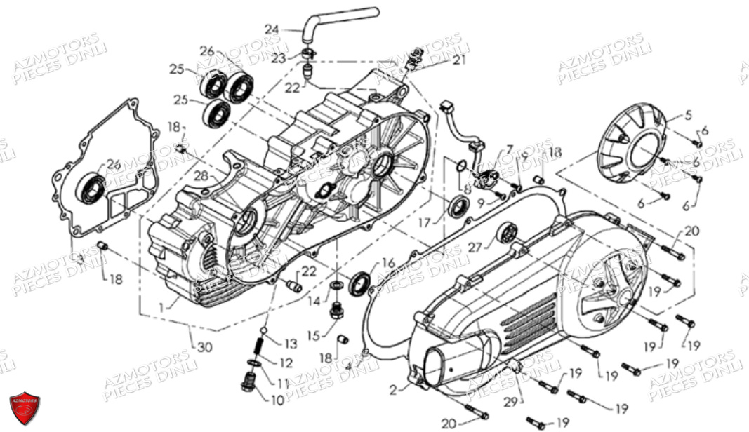 Carter Bas Moteur Gauche DINLI Pièces Quad DL801/DMX360 A PARTIR DE 2008