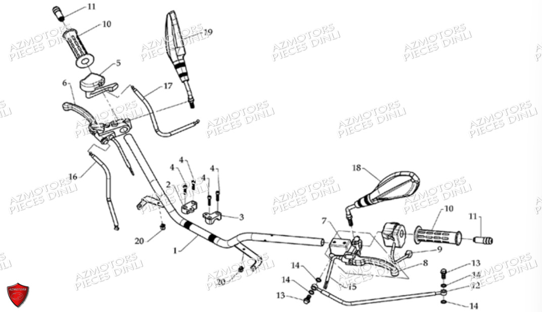 Ensemble Guidon DINLI Pièces Quad DL801/DMX360 A PARTIR DE 2008