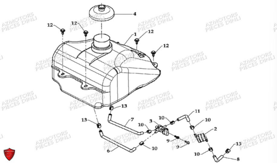 Reservoir De Carburant DINLI Pièces Quad DL801/DMX360 A PARTIR DE 2008