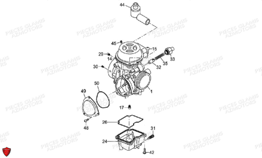 Carburateur DINLI Pièces Quad DL901 Avant 2007