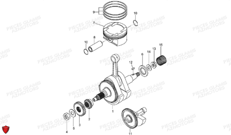 Embiellage Piston DINLI Pièces Quad DL901 Avant 2007