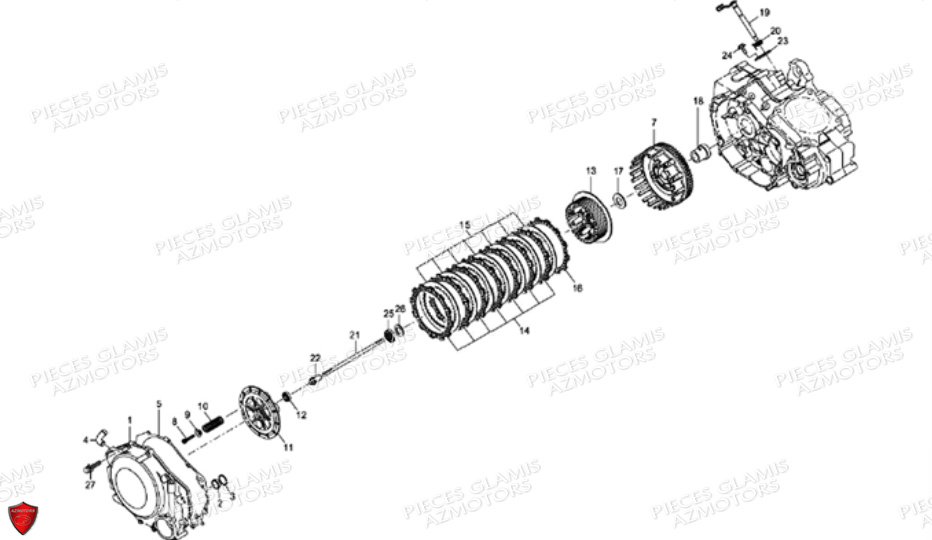 Embrayage DINLI Pièces Quad DL901 Avant 2007