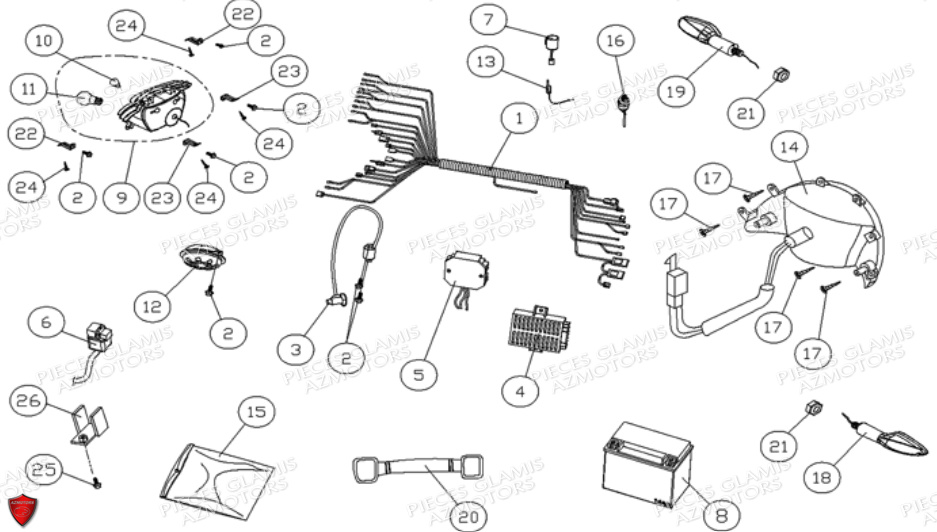 FAISCEAU_ELECTRIQUE DINLI Pièces Quad DL901 Avant 2007