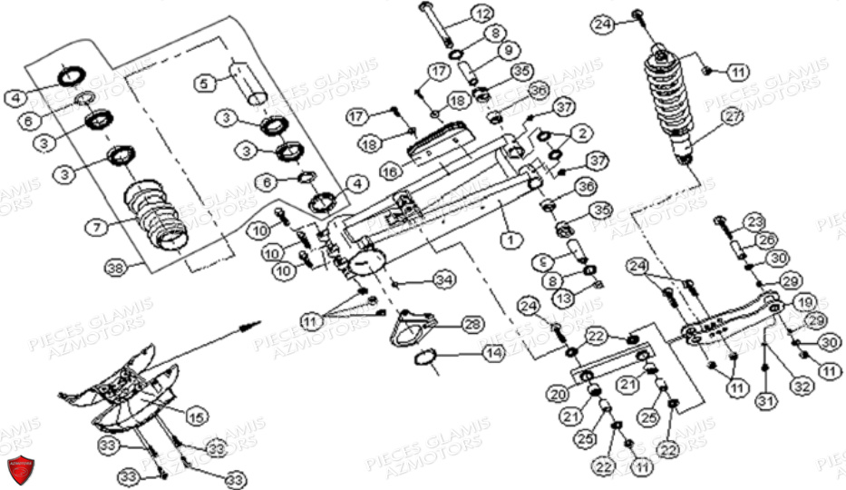 SUSPENSION ARRIERE DINLI DL901 AVANT 2007