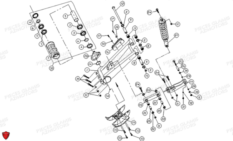 Suspension Arriere No Serie Inferieur Rfwakxxxxxtxx1300 DINLI Pièces Quad DL901 Avant 2007