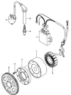 Alternateur DINLI Pièces Quad DL901/DMX450 Avant 2008