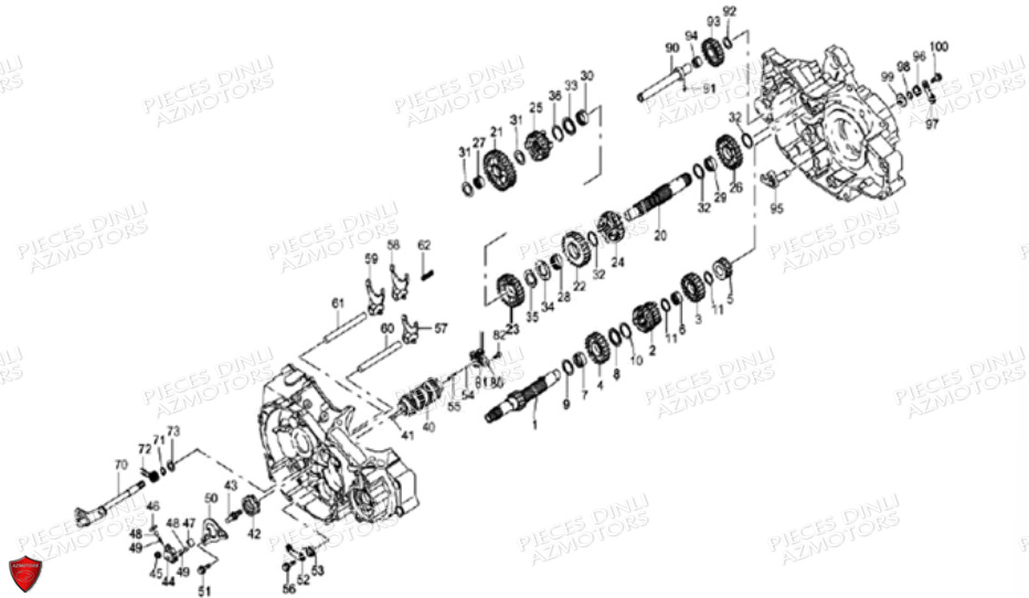 BOITE_DE_VITESSES DINLI Pièces Quad DL901/DMX450 Avant 2008