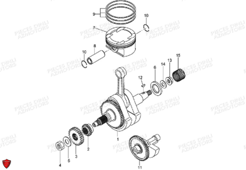 Embiellage Piston DINLI Pièces Quad DL901/DMX450 Avant 2008