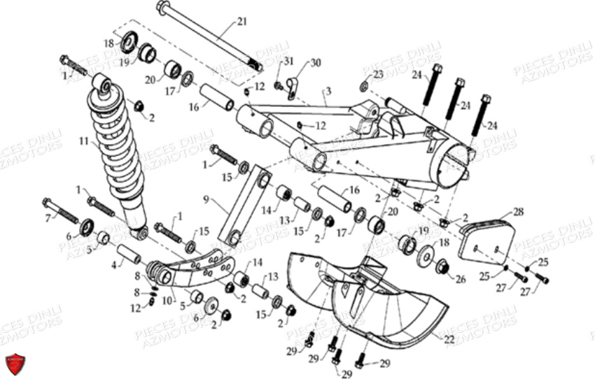 Suspension Arriere DINLI Pièces Quad DL901/DMX450 Avant 2008